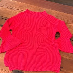 LOFT Red knit sweater 3/4 bell sleeve